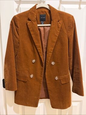 New Look Double-Breasted Corduroy Blazer in Rust Brown